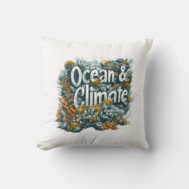 Coussin Journée des océans - Océan et climat Texte avec co (Recto)