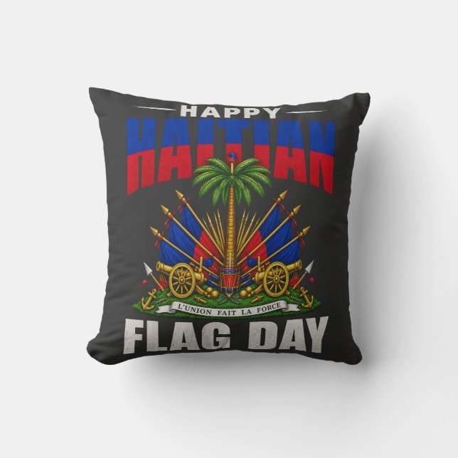 Coussin Journée du drapeau haïtien | Création Haïti Fierté (Recto)