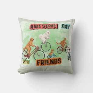 Coussin Journée géniale avec des amis - Chiens et chats à