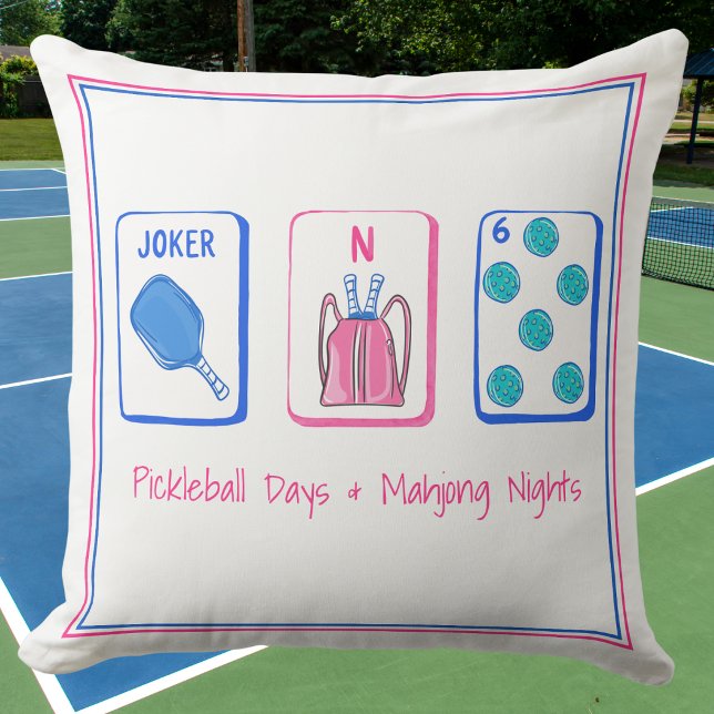 Coussin Jours de Pickleball et nuits de Mahjong Décoratifs (Créateur téléchargé)