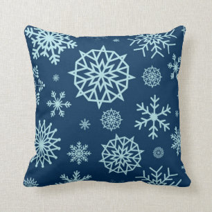 Coussin Jours fériés de Noël de la Blue Navy Winter Snowfl