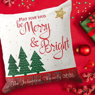 Coussin Jours Soyez Joyeux Arbre Lumineux Gold Star Monogr