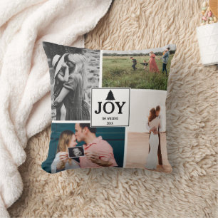 Coussin Joy Christmas Family Photo Collage