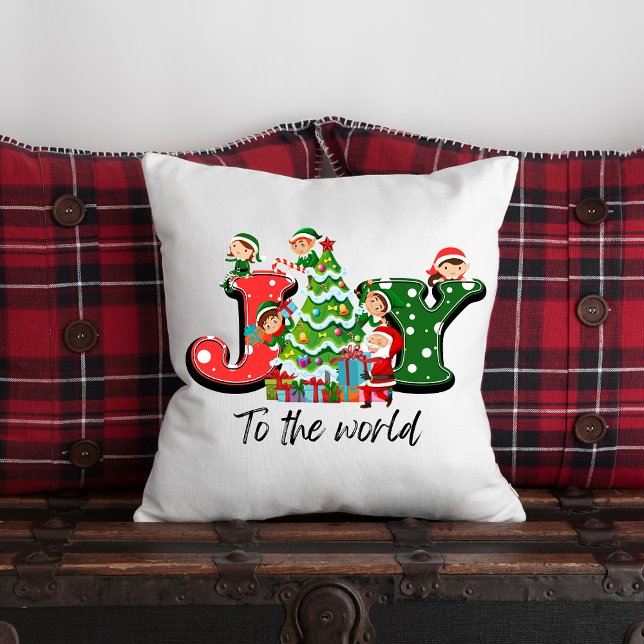 Coussin Joy Elves Christmas Tree personnalisable (Créateur téléchargé)
