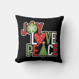 Coussin Joy Love Peace Christmas Festive Vacances plaisant