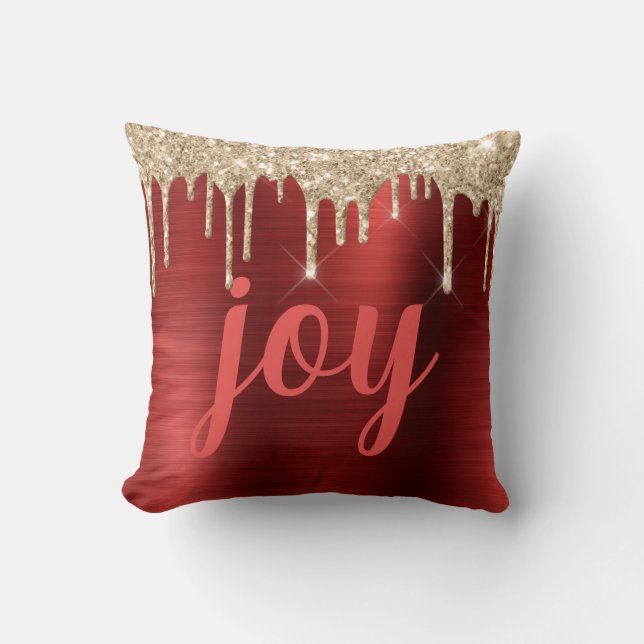 Coussin Joy Noël Parties scintillant Drip Red Metallic Typ (Recto)