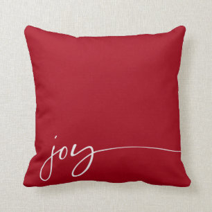 Coussin Joy Red Elegant Script Typographie Noël