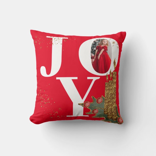 Coussin Joy Red Sparky Christmas Candles Photo (Recto)