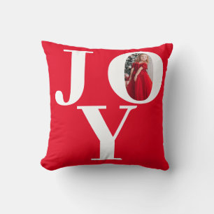 Coussin Joy Red White Photo de Noël