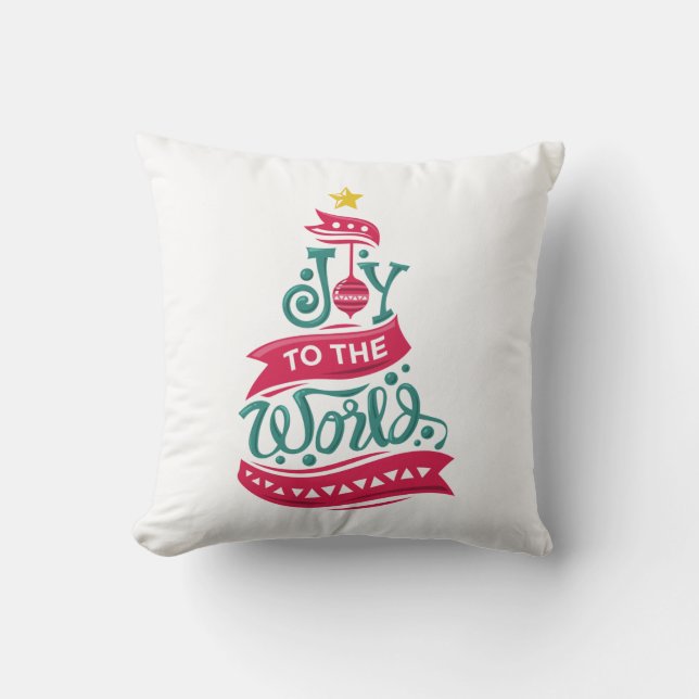 Coussin Joy to the World Christmas Citation Typographie (Recto)