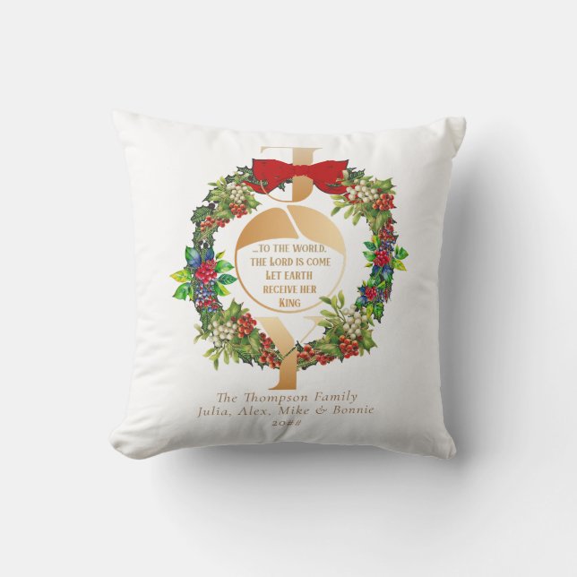 Coussin Joy To The World Citer Élégante Serrure De Noël (Recto)