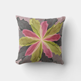 Coussin Joy, Vert rose Anthracite Imaginaire Fleur Fractal