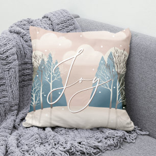 Coussin Joy Woodland Fêtes de Noël. Forêt hivernale