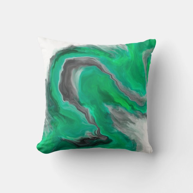 Coussin Joyau gris-noir vert de mer Tonage d'art fluide Pe (Recto)