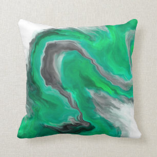 Coussin Joyau gris-noir vert de mer Tonage d'art fluide Pe