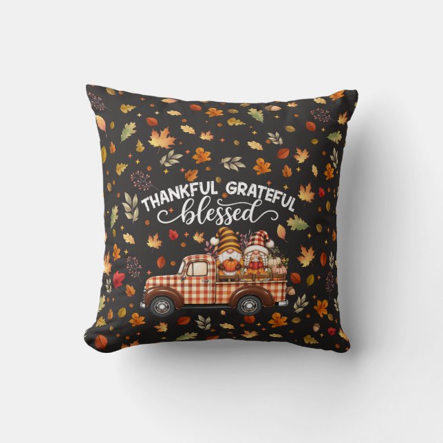 Coussin Joyeuse Automne à Tous Gnome de la Récolte d'Autom (Recto)
