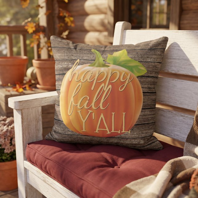 Coussin Joyeuse Automne à Tous Motif de Citrouille Orange  (Créateur téléchargé)