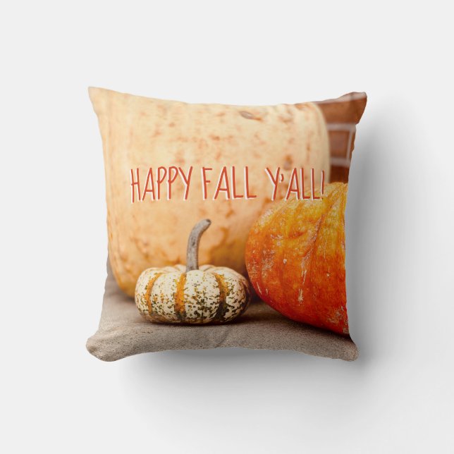 Coussin joyeuse automne à tous photographie de citrouille  (Recto)