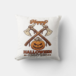 Coussin Joyeuse chasse d'Halloween Haches croisées Citroui