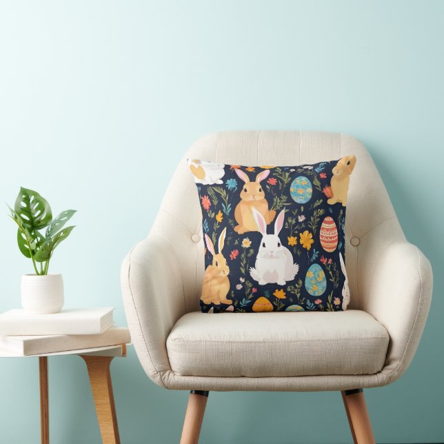 Coussin Joyeuse collection de lapins de saumons de Pâques (Chaise)