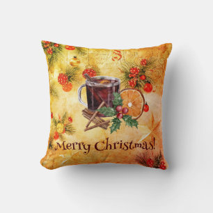 Coussin Joyeuse Coupe de Thé de Noël Orange Berry Cinnamon