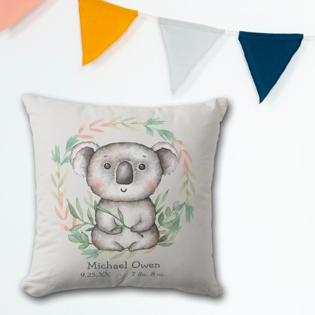 Coussin Joyeuse couronne de feuille d'ours Koala (Créateur téléchargé)