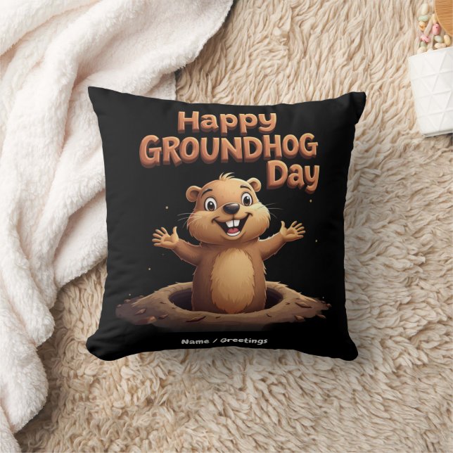 Coussin Joyeuse Fête de la Marmotte Célébrez avec Humour,  (Couverture)