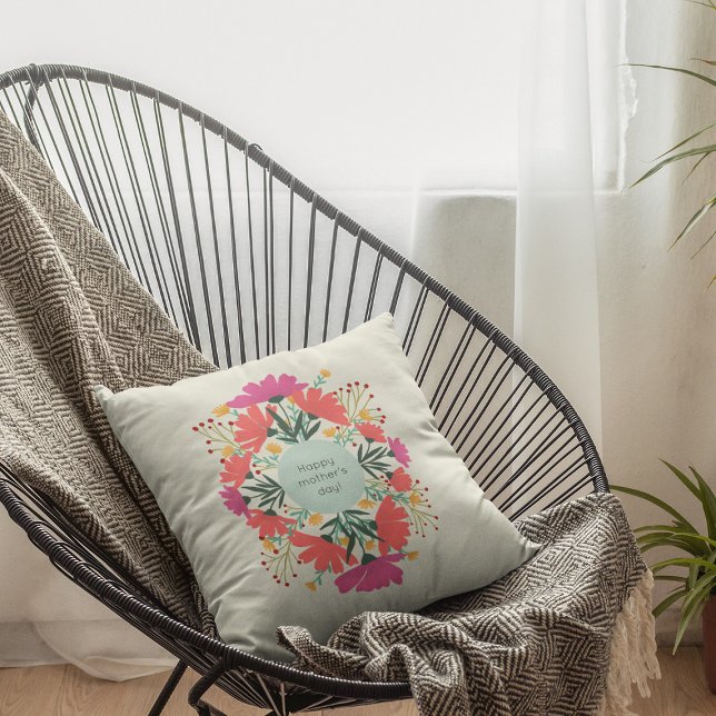 Coussin Joyeuse fête de la mère fleurie (Créateur téléchargé)
