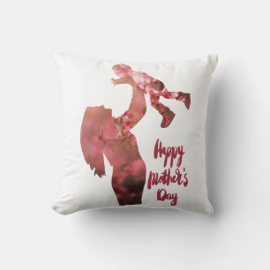 Coussin Joyeuse fête de la mère, floral maman et fils croq
