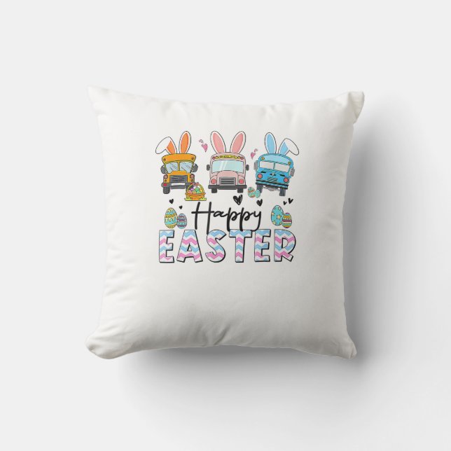 Coussin Joyeuse fête de Pâques Drôle de chauffeur de bus s (Recto)