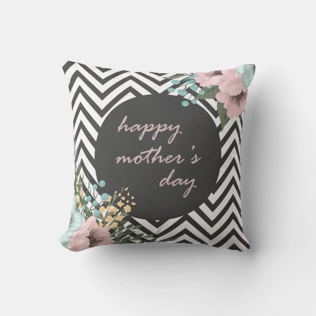 Coussin Joyeuse fête des mères florales| Lancer l'oreiller (Recto)