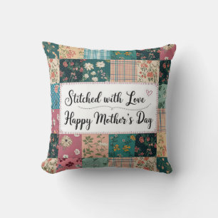 Coussin Joyeuse fête des mères - Motif de courtepointe rét