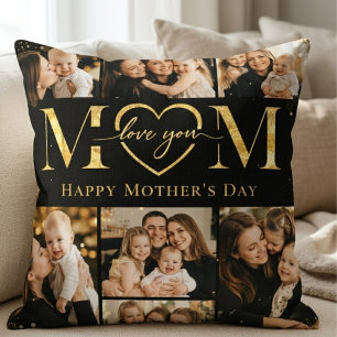 Coussin Joyeuse fête des Mères Photo Collage Je t'aime Mam