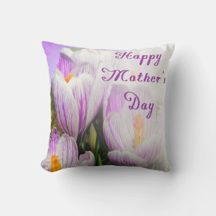 Coussin Joyeuse fête des mères Violette et Blanche Tulipes