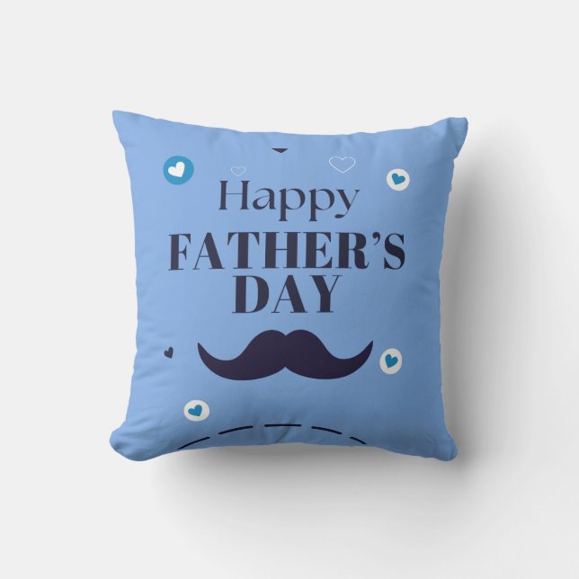 Coussin Joyeuse Fête des Pères – Moustache & Cœur Design (Recto)