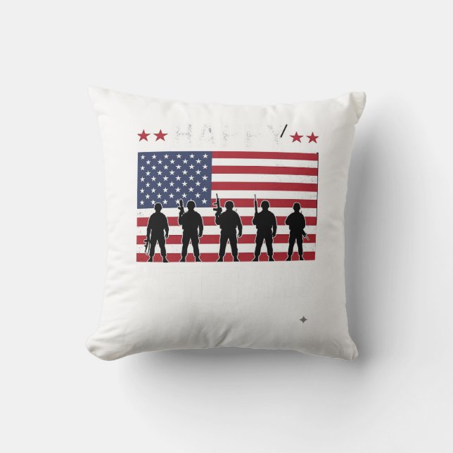 Coussin Joyeuse fête des vétérans Drapeau Silhouette Vecto (Recto)