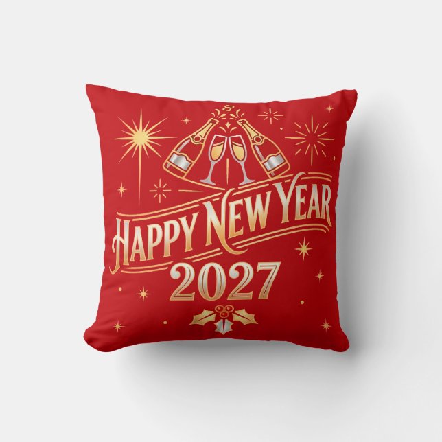Coussin Joyeuse Fête du Nouvel An 2027 (Recto)
