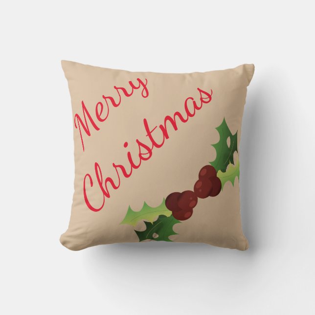 Coussin Joyeuse feuille décorative de Noël (Recto)