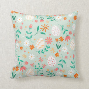 Coussin Joyeuse florale d'oeufs de Pâques