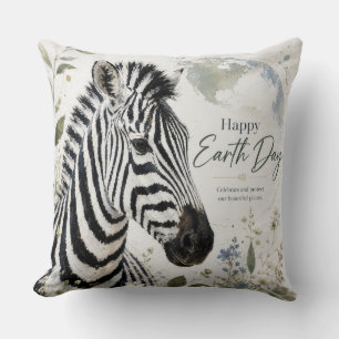 Coussin Joyeuse Journée de la Terre Faune Zèbre
