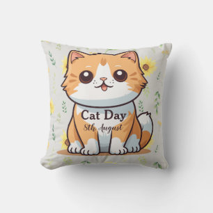 Coussin Joyeuse Journée internationale du chat Orange Sunf
