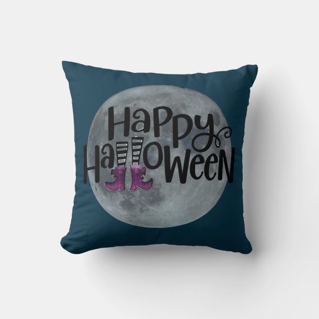 Coussin Joyeuse Lune d'Halloween  (Recto)
