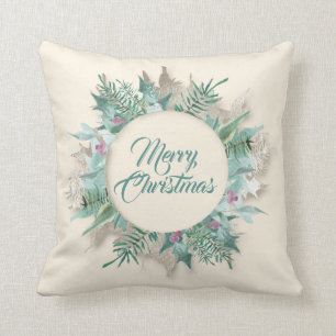 Coussin Joyeuse menthe de vacances d'hiver de guirlande de