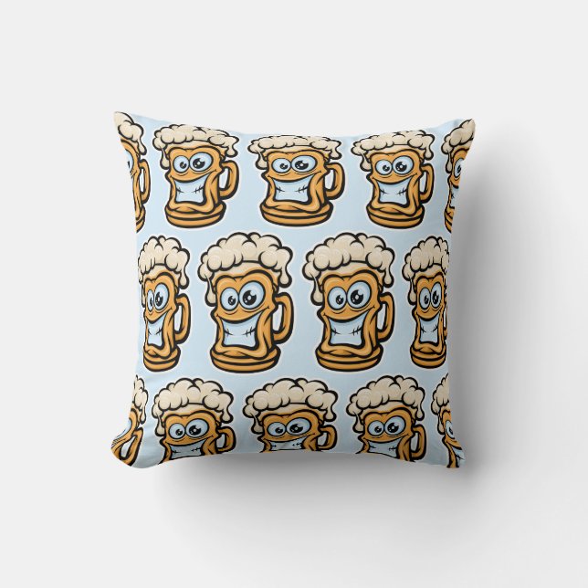 Coussin Joyeuse Mug De Bière, Illustration Drôle (Recto)