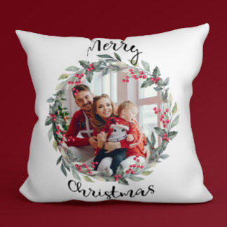 Coussin Joyeuse photo de famille de Noël