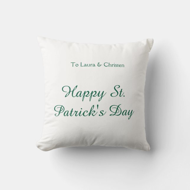 Coussin Joyeuse Saint-Patrick jour vert nom date simple mi (Recto)