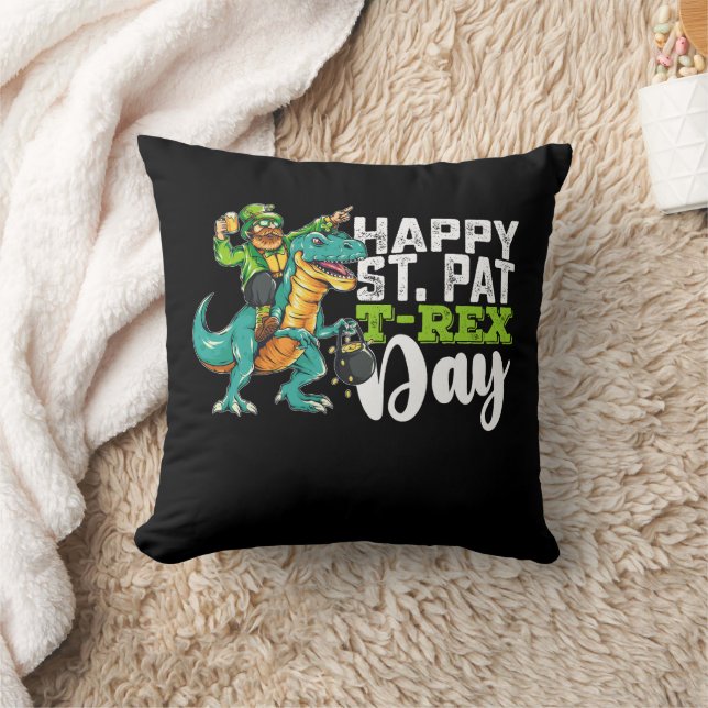 Coussin Joyeuse Saint-Patrick Pat T Rex Dinosaure (Couverture)