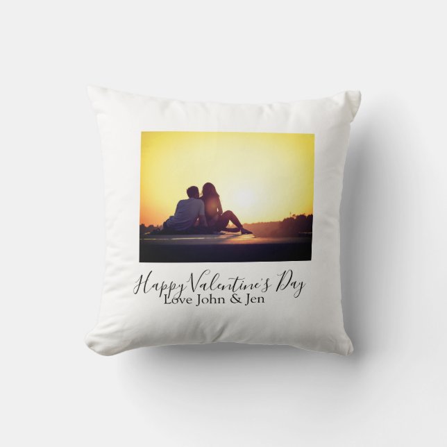 Coussin Joyeuse Saint-Valentin amour ajouter nom photo sim (Recto)