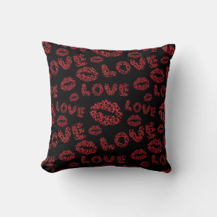 Coussin Joyeuse Saint-Valentin Amour Élégant Rouge & Noir