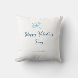 Coussin Joyeuse Saint-Valentin bleue fleur nom rustique am